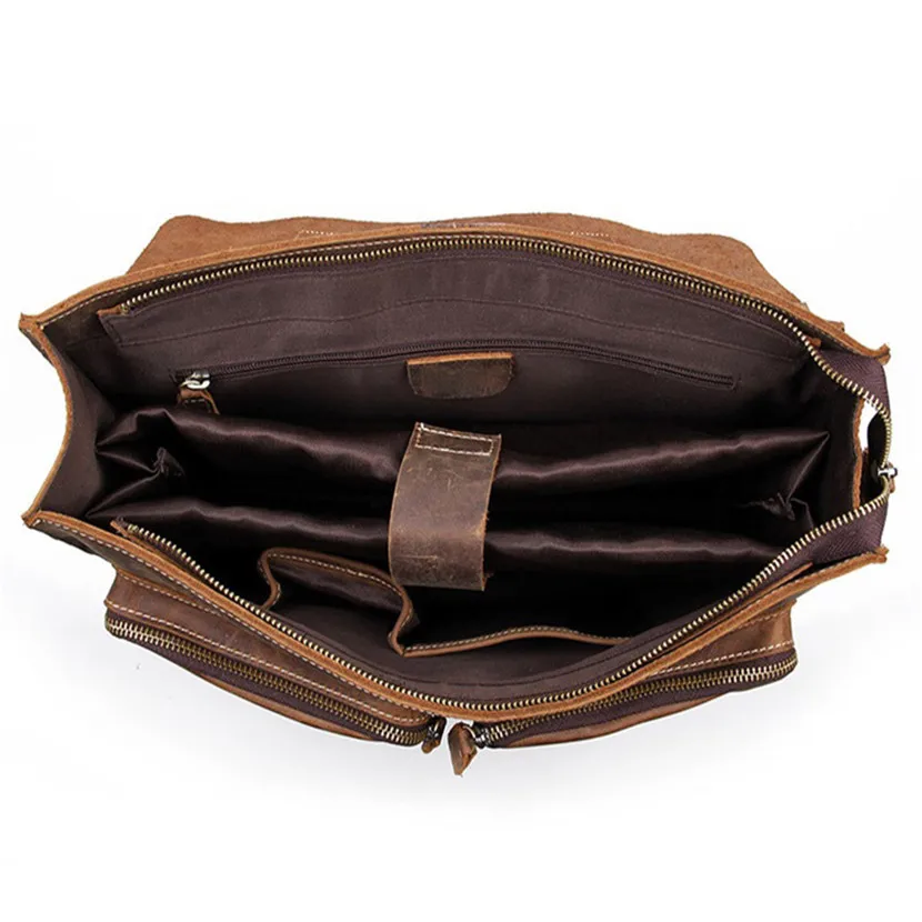 Genuine Leather Men Messenger Crazy Horse Leather Camera Bag Business Bag Laptop Shoulder Bag Men