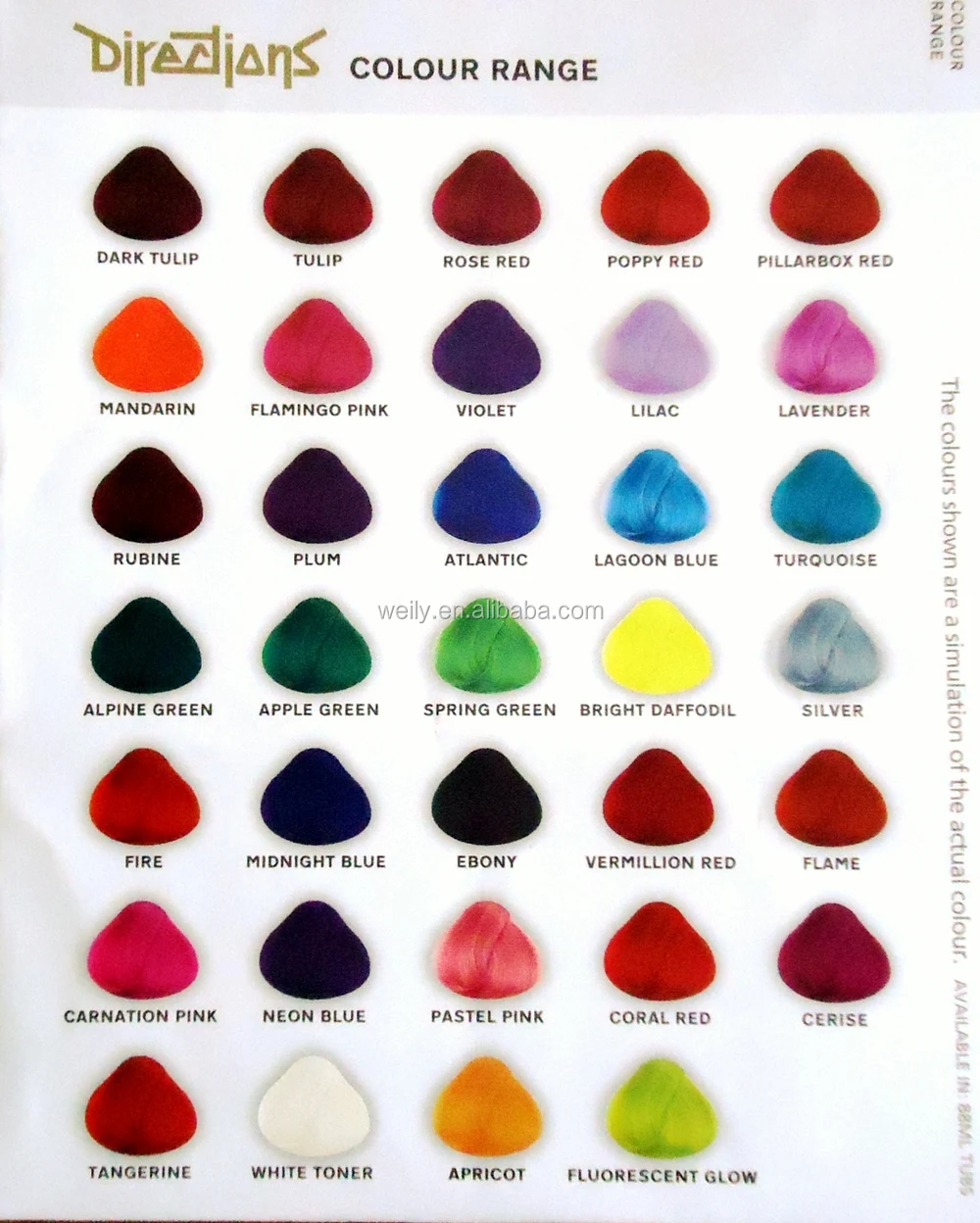 Pastel Hair Colour Chart