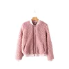 2019 Winter New Female Tide Fur Coat Artificial Leather Aviator Jacket Short Pink Coat