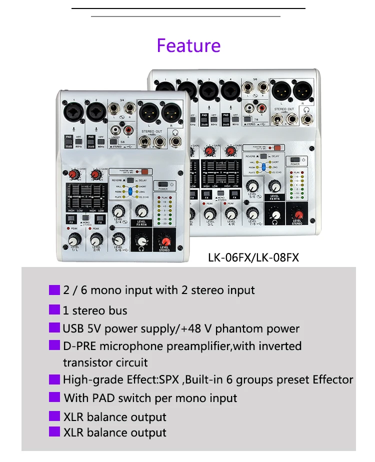 Venta al por mayor Mini DJ Mixer con USB para fuente de alimentaci&oacute;n de 5V Audio Mini Mixer Precio