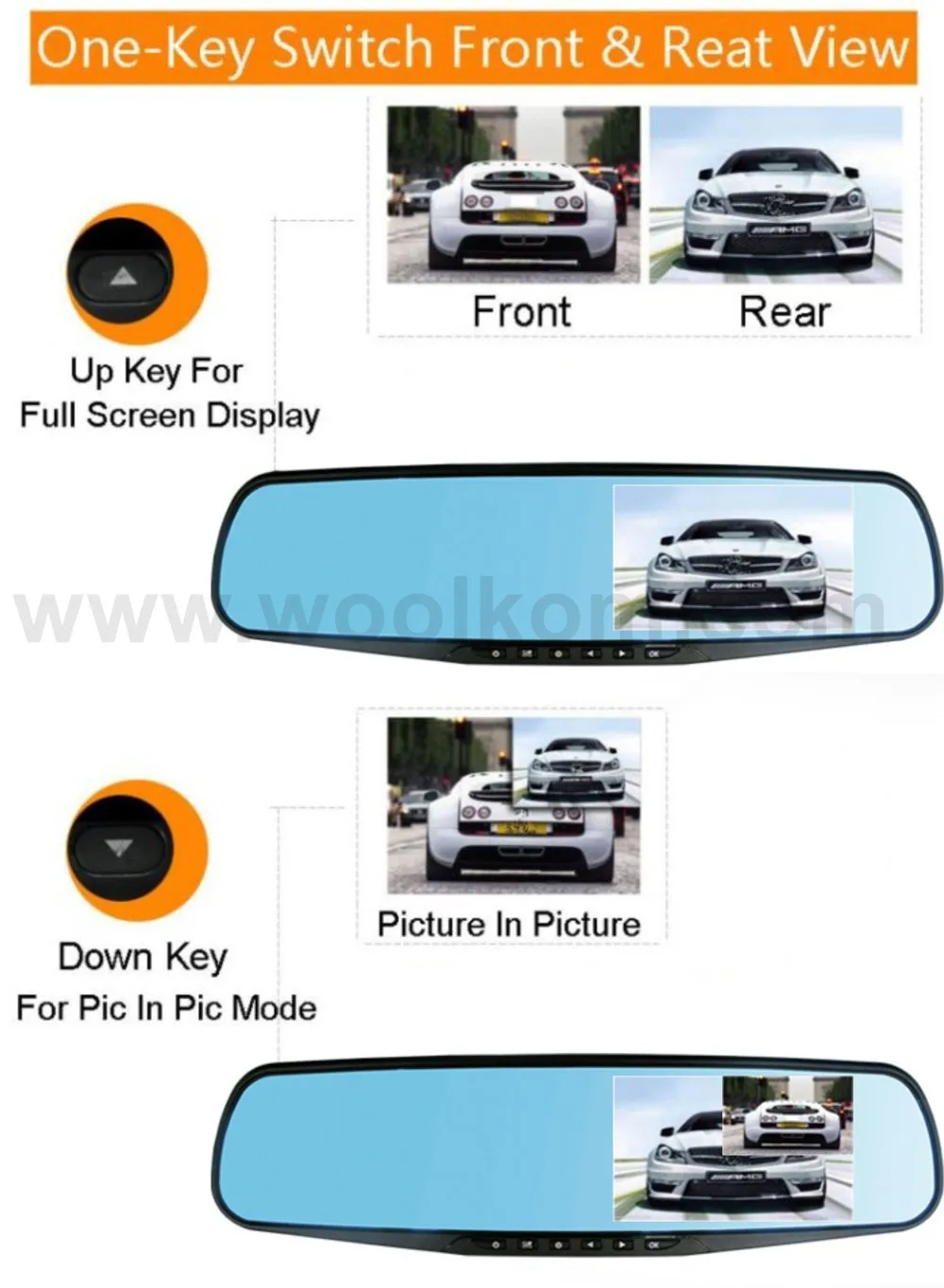 4.3 Inch Lcd Hd 1080p Dash Cam Driving Recorder With Dual Lens For