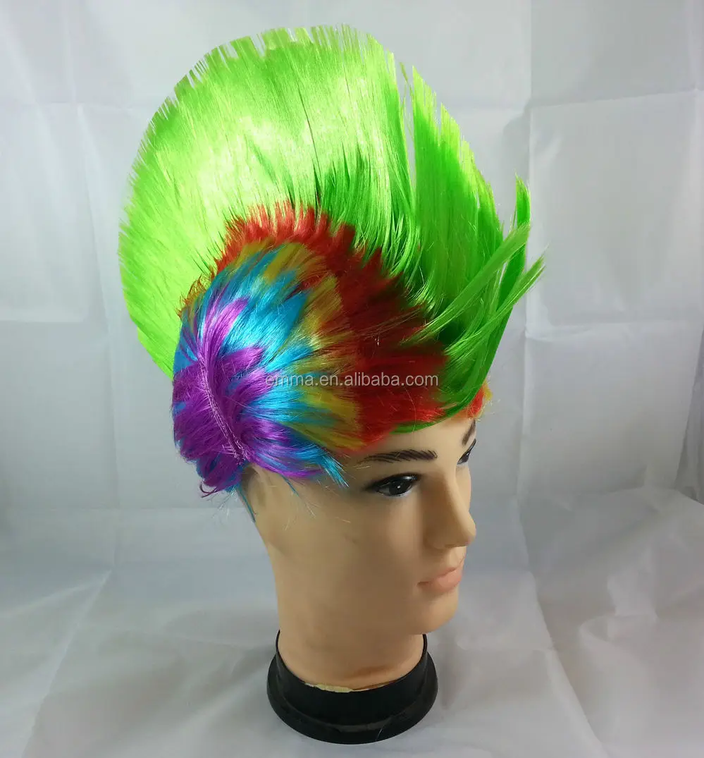 Multi Color Short Mohawk Wig Punk Rocker Party Blue Mohawk Wig For ...