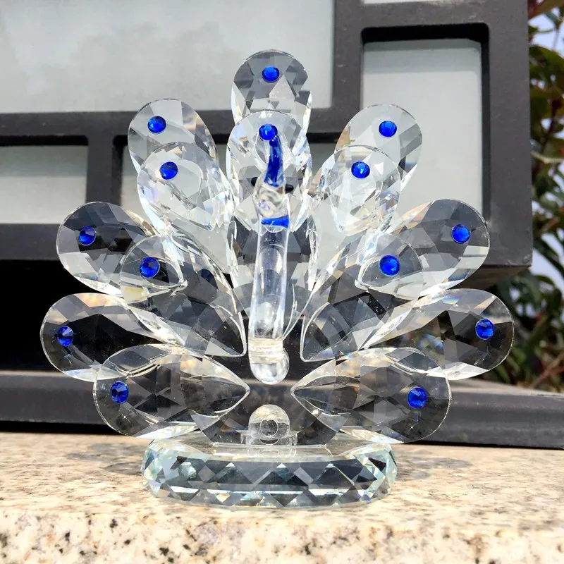 Optical Clear High Quality Creative Crystal Peacock Figurine For