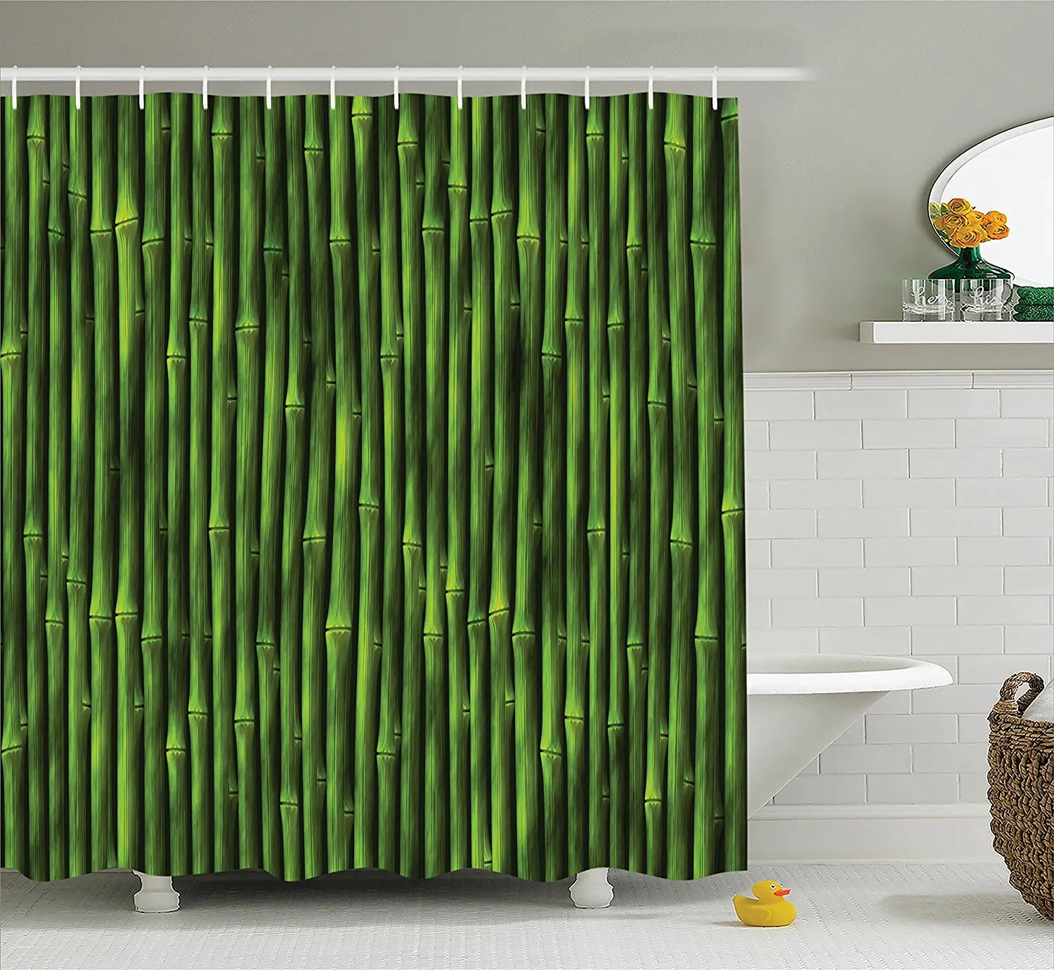 Buy Ambesonne Bamboo Shower Curtain by, Bamboo Stems Pattern Tropical
