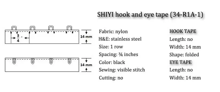SHIYI 1 row black nylon hook and eye closure tape for women's bra wholesale underwear accessories