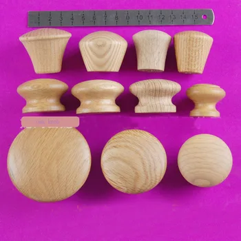 Wood Oak Knob Round Wooden Cabinet Knob Drawer Wardrobe Door Pull