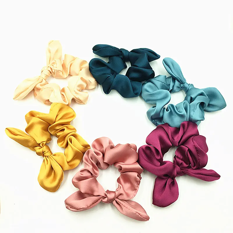 Good Quality Silk Satin Scrunchies For Hair Fancy Bunny Ear Scrunchies ...