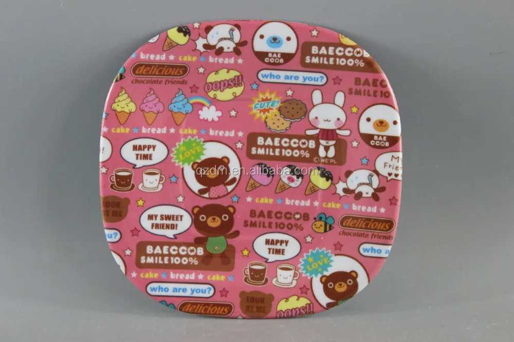 Square Shape Melamine Kids Dinner Plate