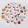 30mm two hole round christmas printed wooden buttons