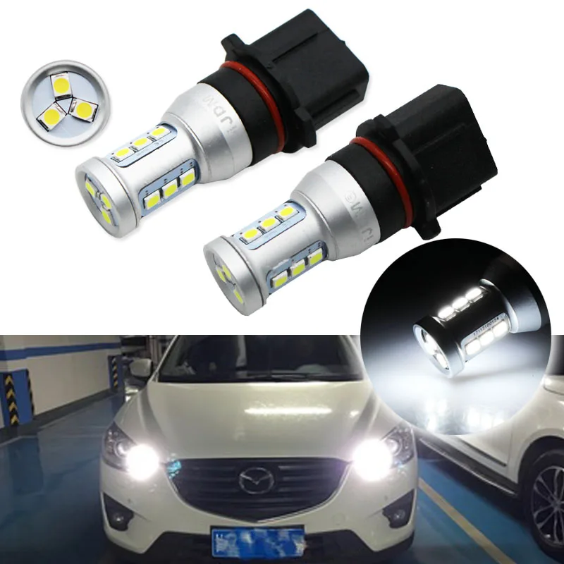 Auto P13W LED Error Free Canbus 12-SMD-3030 SH24W PSX26W LED Bulbs For Mazda CX-5 Daytime Running Lights,6000K Xenon White