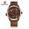 Top luxury brand genuine leather strap dual time business date clock gents quartz japanese movement naviforce mens wrist watches