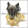Domineering Silver Polished Wolf Head Finger Ring in black tone in Stainless Steel