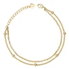 Double Layer Beach Anklet Gold Plated 925 Sterling Silver Minimalist Beads Foot Anklet