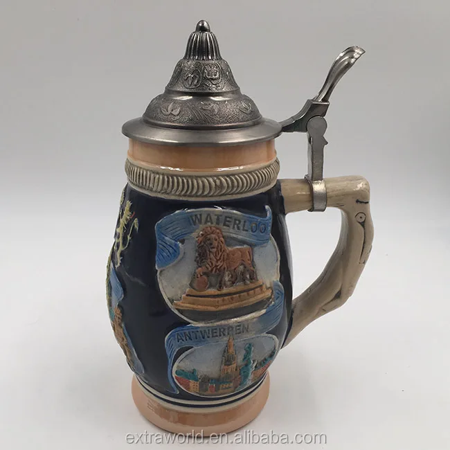 German Custom Stoneware Ceramic 1 Liter Beer Mug With Lid Buy 1 Liter