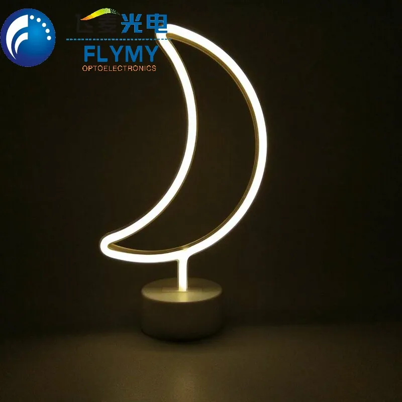 LED Moon Neon Night Light Warm White Neon Light Lamp for Bedroom Wedding Party Christmas Home Decoration Wall Hanging