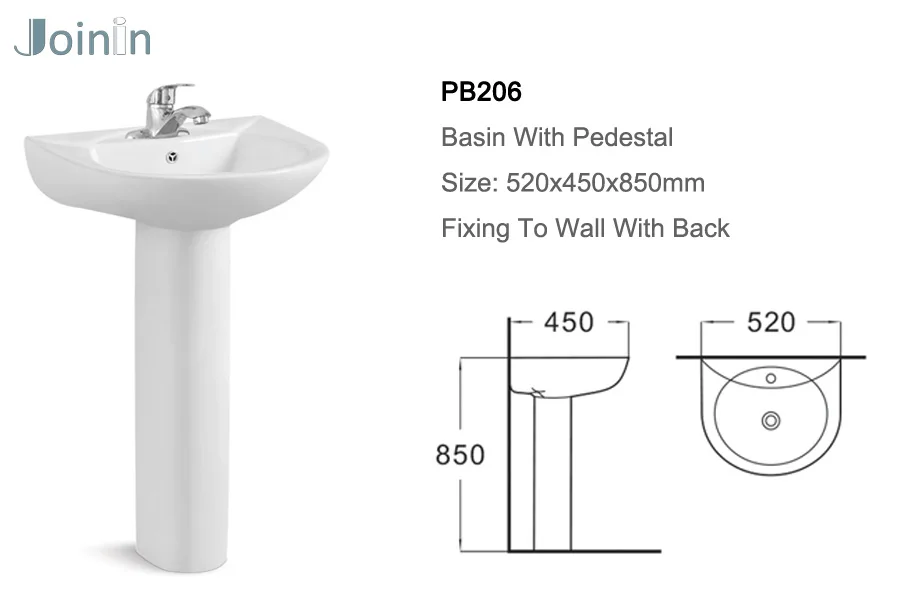 Sanitary Ware Bathroom Ceramic wash basin solid surface From Chaozhou Factory PB206