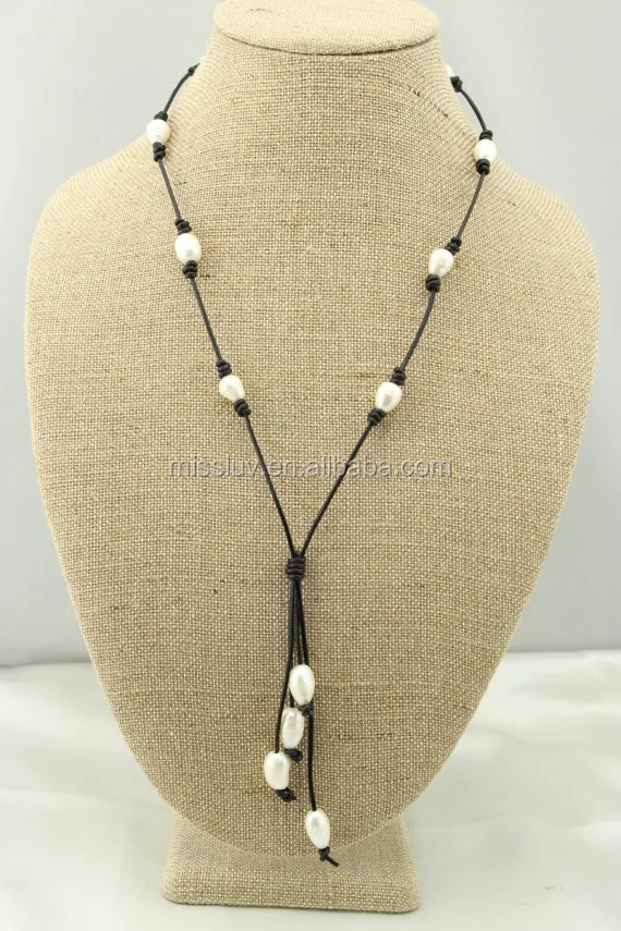 Freshwater Leather Pearl Necklace Real Black Pearl Necklace Real