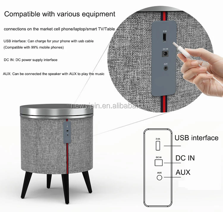 2019 Smart Bluetooth Speaker Classical Round 330 Degrees Rotation Table Bluetooth Speaker With Wireless Charging for Phones - ANKUX.COM
