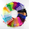 Joanfar polyester white organza mesh bag for christmas gift raccoon/fox/rabbit fur ball charms package