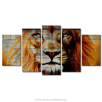 5 Pieces Dicetak Abstrak Besar Singa Gambar Hewan Liar Yang Kuat Hidup Kanvas Lukisan Poster Wall Art Untuk Dekorasi Rumah Buy 5 Panel Kanvas