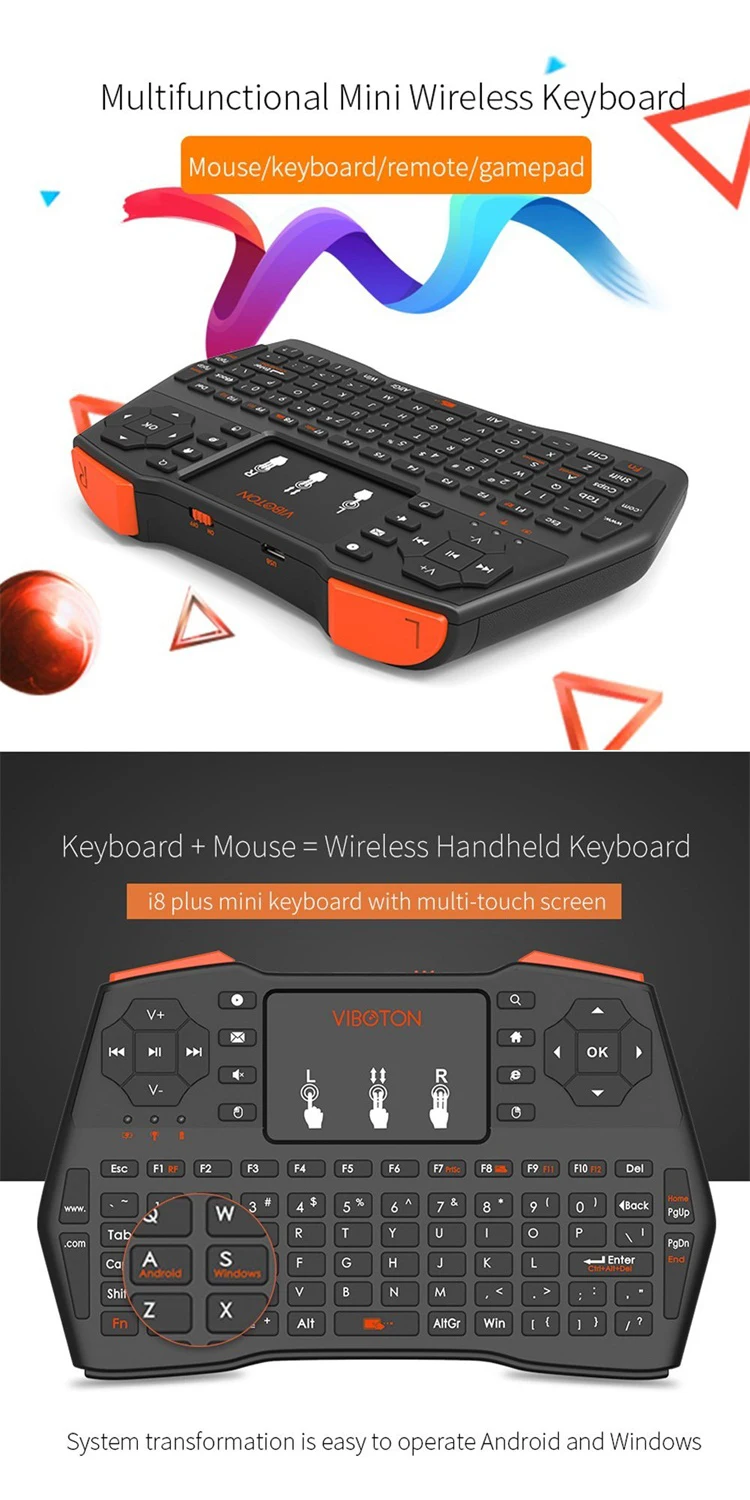 Latest industrial oem custom notebook pc computer accessories slim smart 2.4g wireless mini usb touchpad keyboard