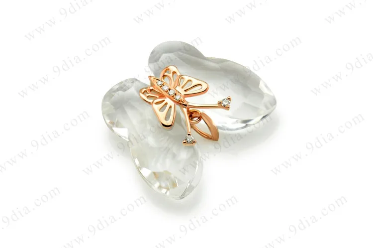 White Quartz butterfly Pendant 18k Gold Women Necklace Pendant