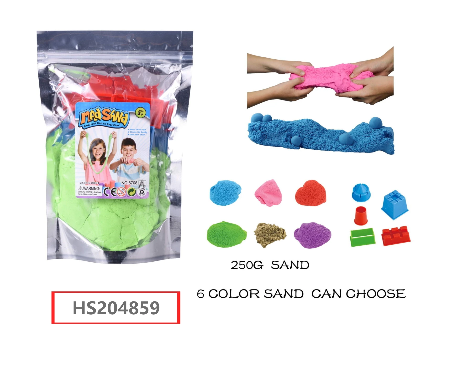 HS204859, Huwsin Toys, Educational toy, DIY Mad sand