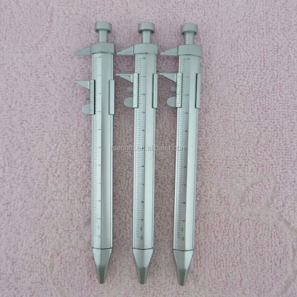 Multifunction Pen Shape Plastic Silver Vernier Caliper Tool Ruler Measuring X9O5 
