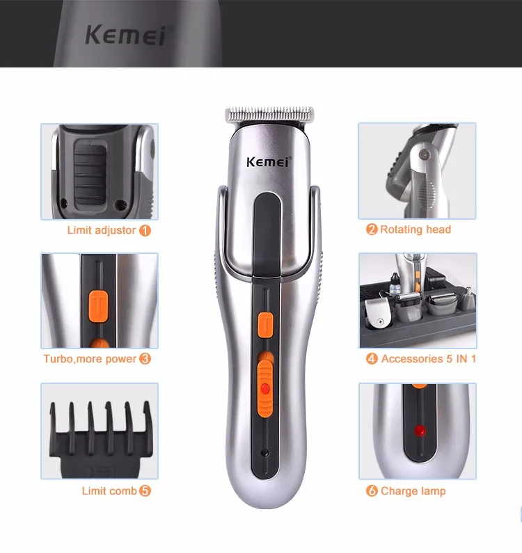 Kemei Rechargeable Electric Hair Clipper Trimmer Equipment for Hair Salon KM-680A