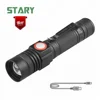 2018 new high power zoom rechargeable pen led torch light thin flashlight powered by 1pc 18650 battery