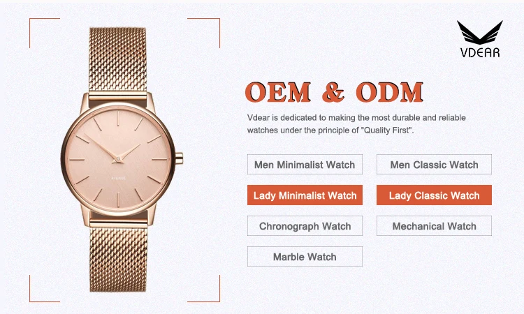 Newest Minimalist Rose Gold Quartz Watch Stainless Steel Watchband Women