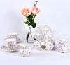Rose Floral Decal Porcelain Fine Bone China Tea set with teapot tray Heatable