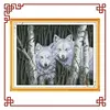 NKF pre-printed Wolves in woods cross stitch kit