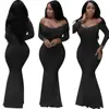 Wholesale fancy women party club long sleeve V-neck maxi dress