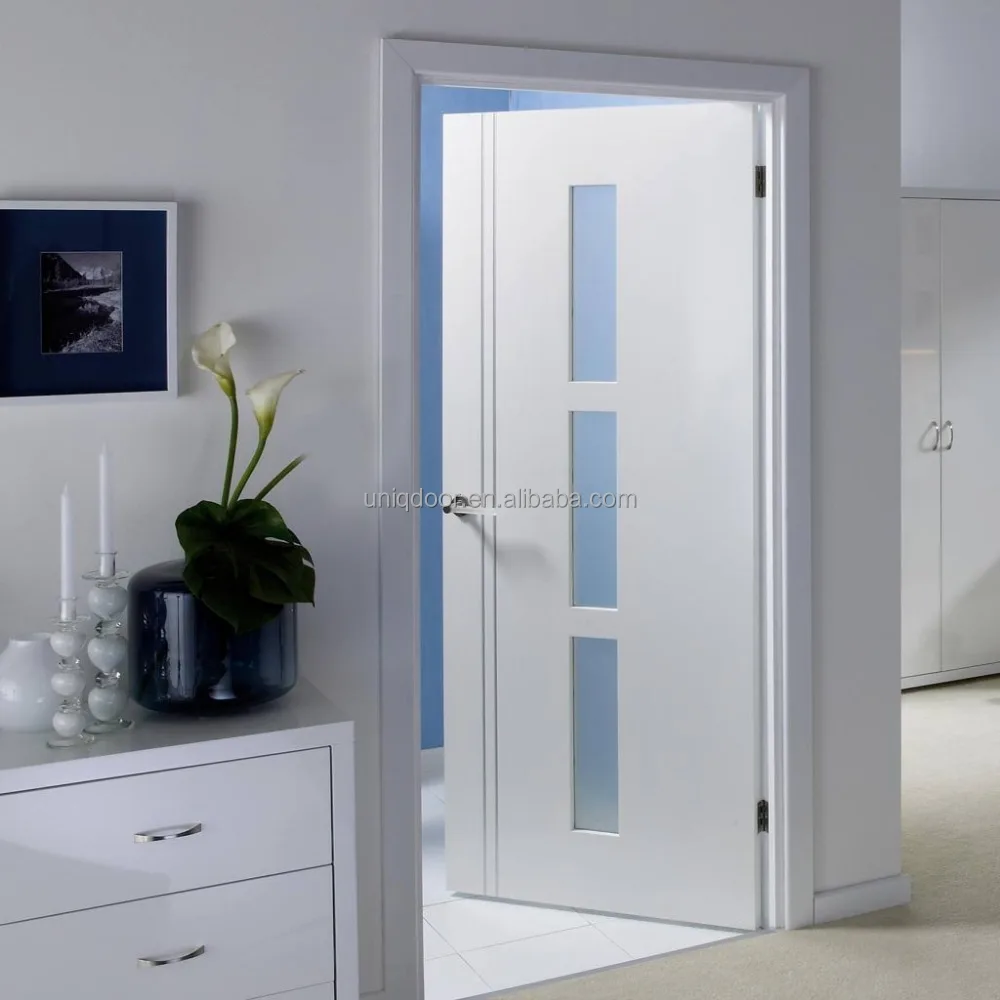 White Wood Door With Clear Glass Window Insert Buy Wood Door