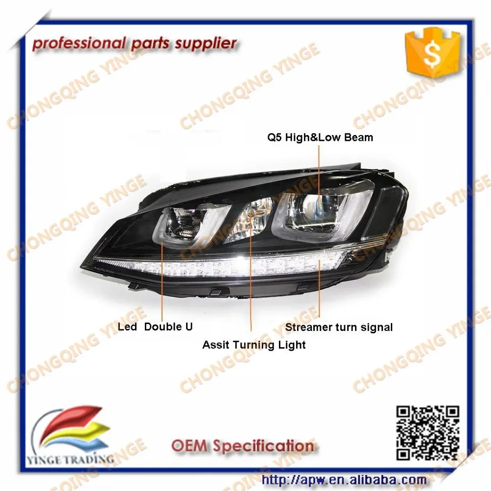 Double U Modified Led Car Headlight For Golf 7 Gti Style 20142016 Year