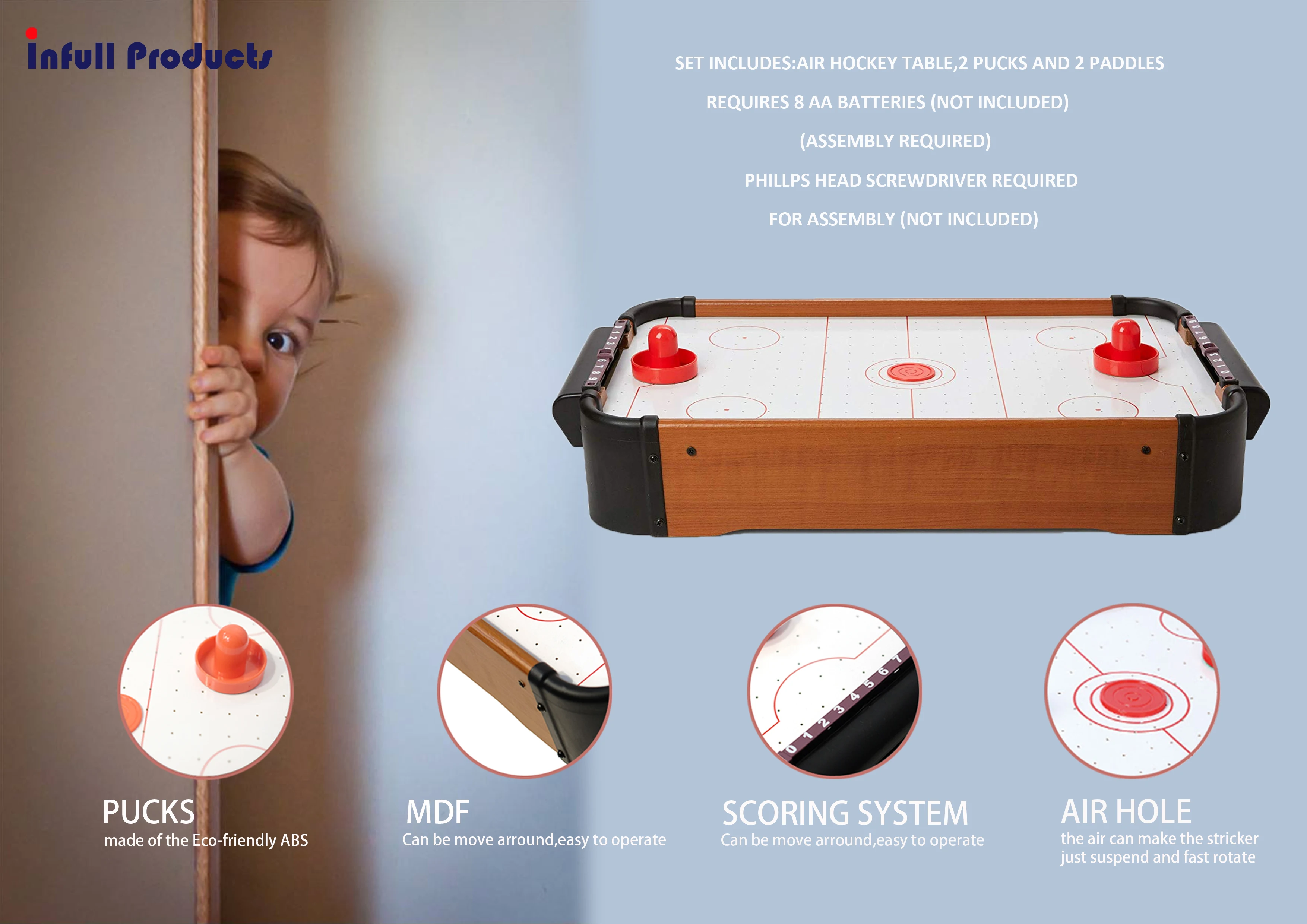 Mini Portable Ice Hockey Board Game Air Hockey Table Game For Kids
