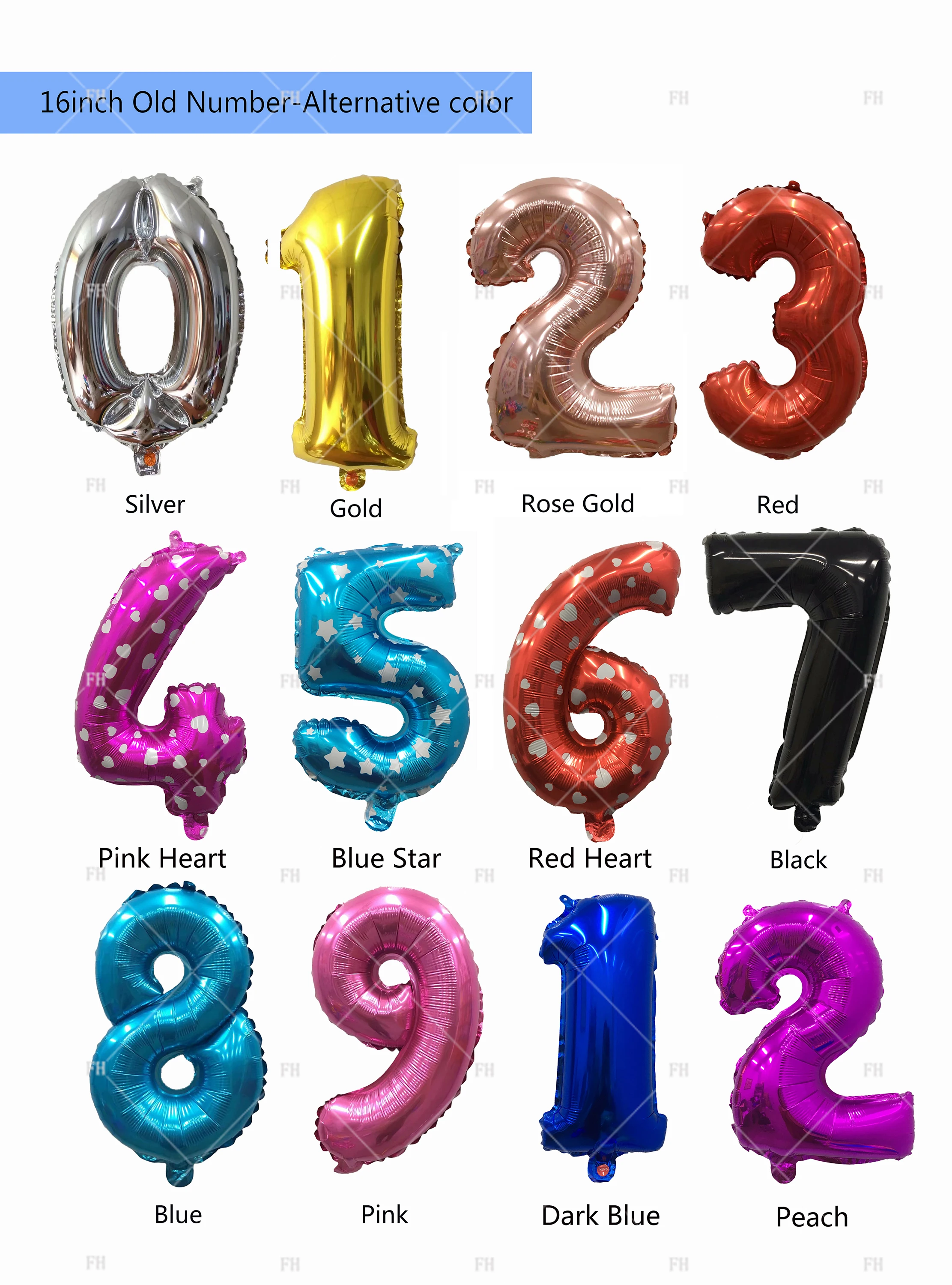 Wholesale 16 Inch 0-9 Decoration Multicolor Foil Mylar Number Balloons ...