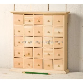 25 Drawer Plain Wooden Advent Calendar Storage Box 25 Drawer Plain Wooden Advent Calendar Storage Box