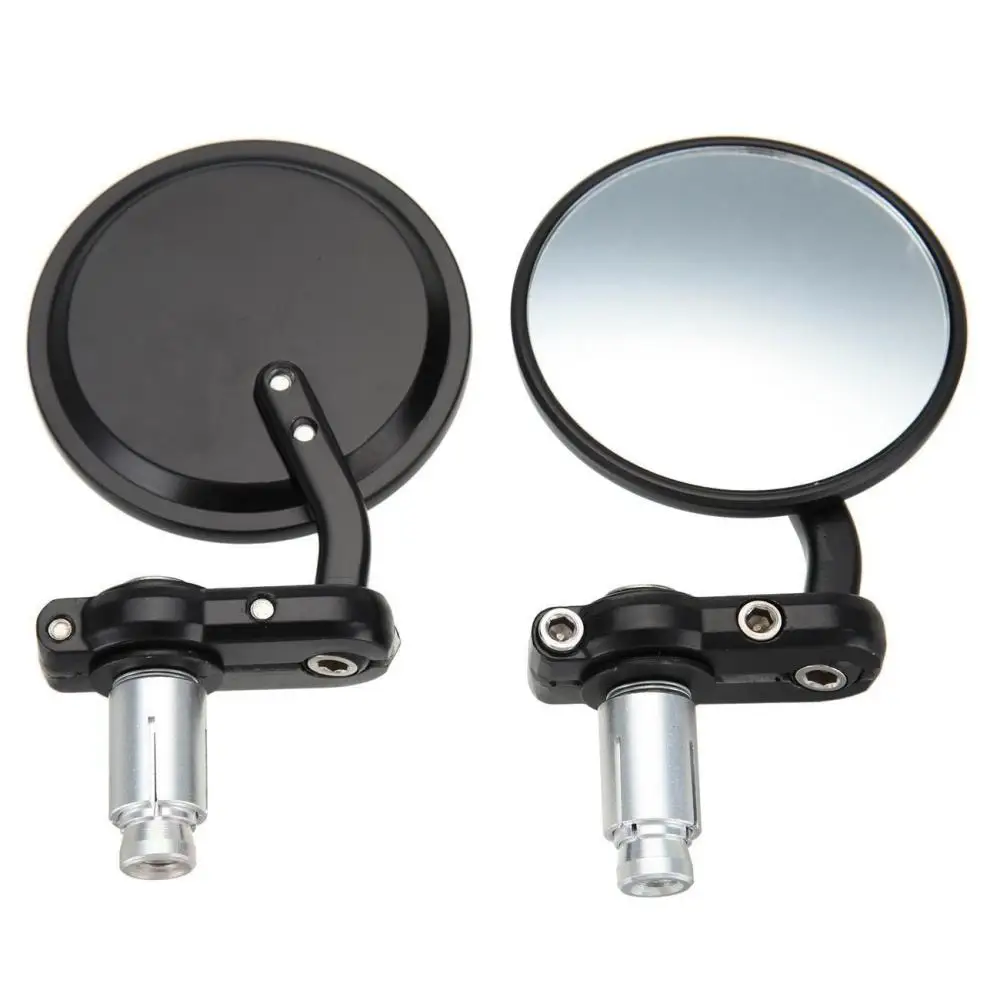 Fuerdi CNC Motorcycle 3 Round Black 7//8 Handle Bar End Mirrors Cafe Racer Bobber Clubman Motorcycle Side Mirror