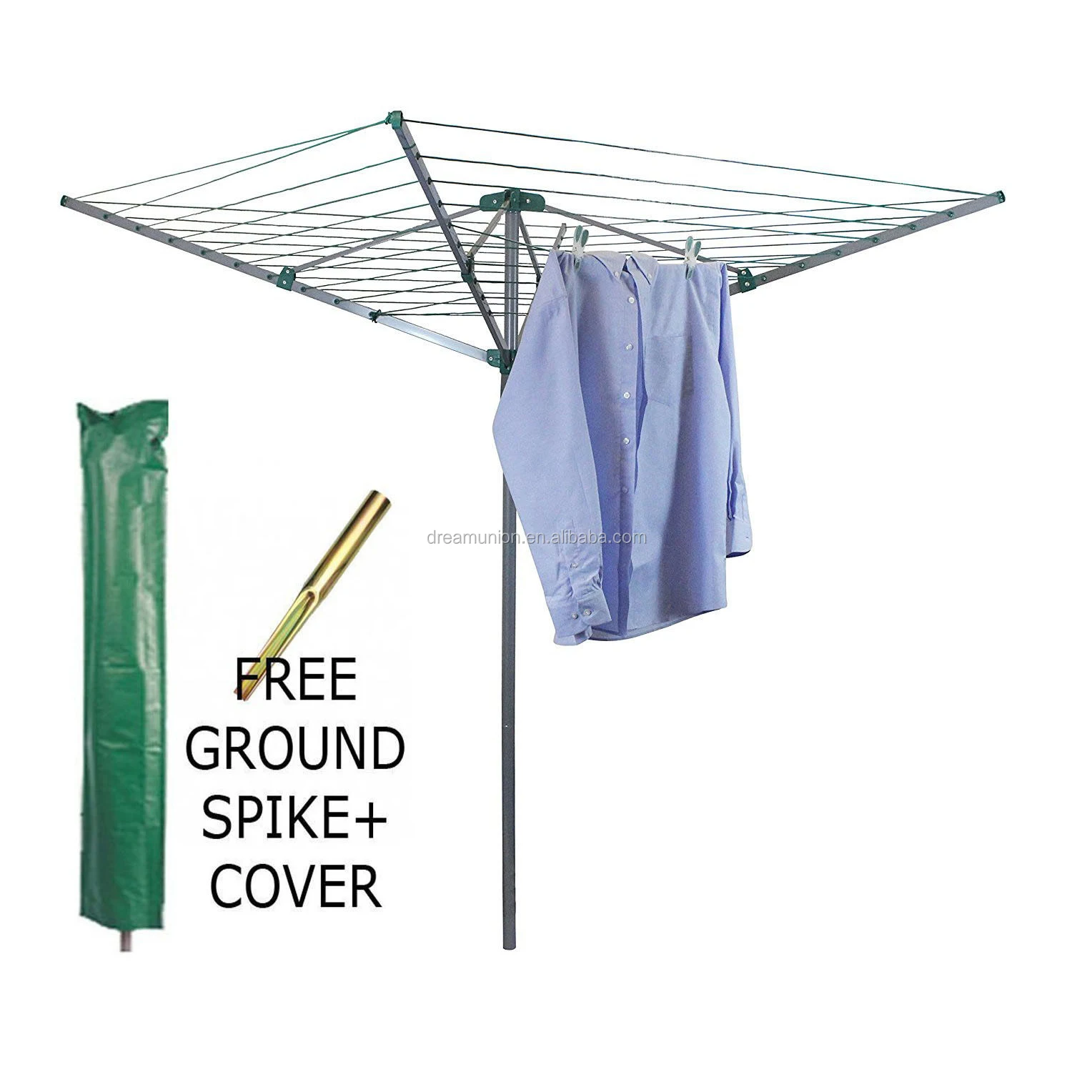 40m Rotary Clothes Airer Washing Line Steel Frame 4-Arms Garden Laundry Dryer 