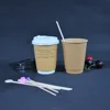 Disposable 12oz 16oz Double Wall Brown Coffee Kraft Cup with Coffee Lids