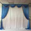 Hot Sale! 3mH x3mW Factory Designed Ice Silk Cheap Wedding Backdrop With Gold Tassel Swag and Drape Backdrop Stage Decoration