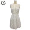 Women Casual Dress Sleeveless White Lace Short Dress