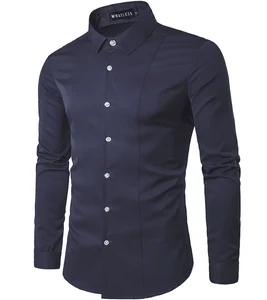2018 New style Europe and America T/C material plain dyed casual shirt for men 2018 New style Europe and America T/C material plain dyed casual shirt for men