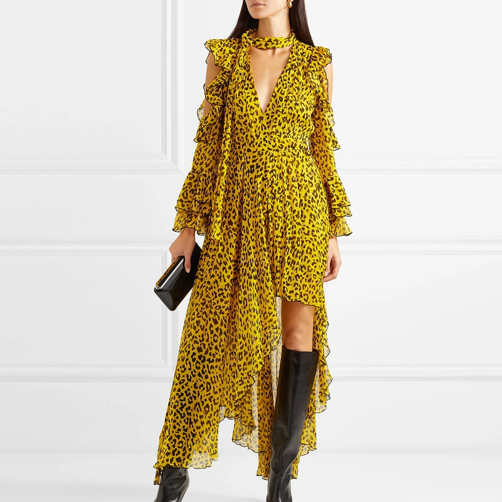 yellow leopard dress
