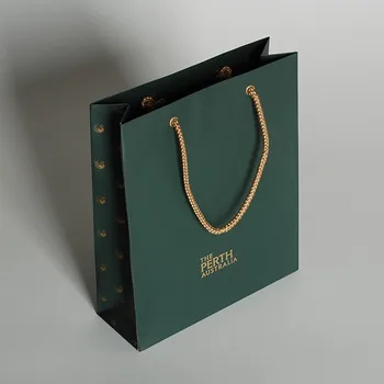 Glossy Hard Green Colour Recycled Ping Paper Bag Small Product On Alibaba