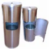 Stainless Steel Gym Wipe Dispenser with Built-in Trash Can, Back Door Access and Plastic Bucket for Wipe Roll