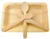 Wooden Disposable Cutlery Set of Plate, Forks, Spoons, Knives, 6 inch Utensils, Compostable Dinnerware,Party Supplies
