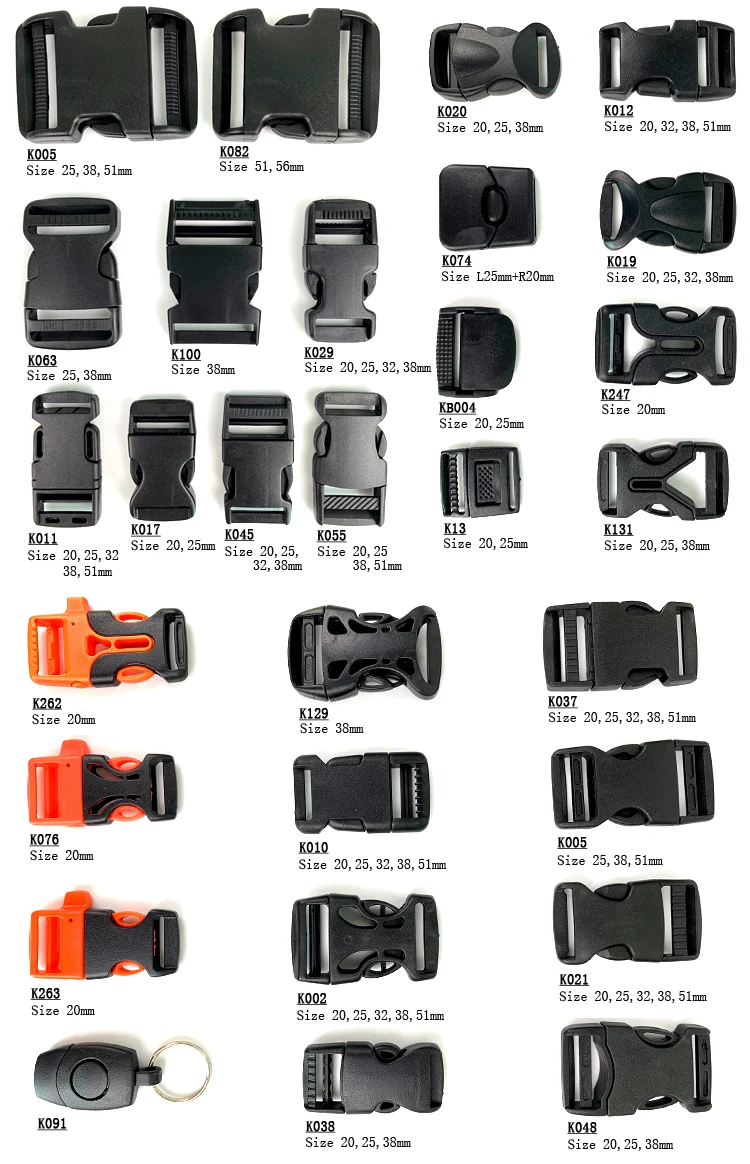 Wholesale Different Size Black Bag Belt Buckles Black Adjuster Release